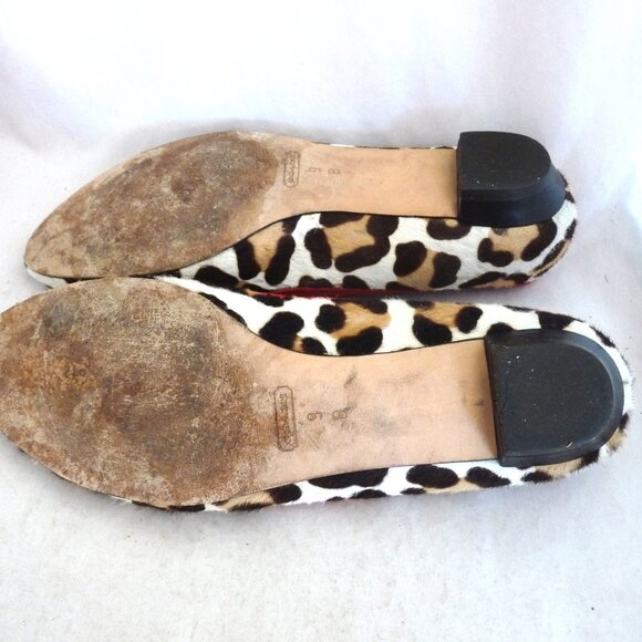 Coach leopard print ballet flats 9M red velvet bow rhynstones - Picture 3 of 7